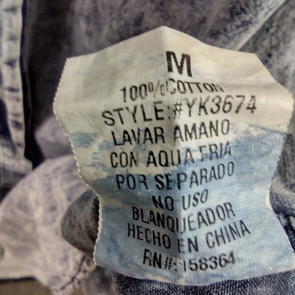 N 1 Los Angeles Acid Wash Denim Dress Women's M Blue Long Sleeve Boho Retro 90s - Picture 9 of 9